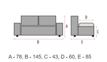 Canapea 2 locuri TOLEN VELVET 145 CM