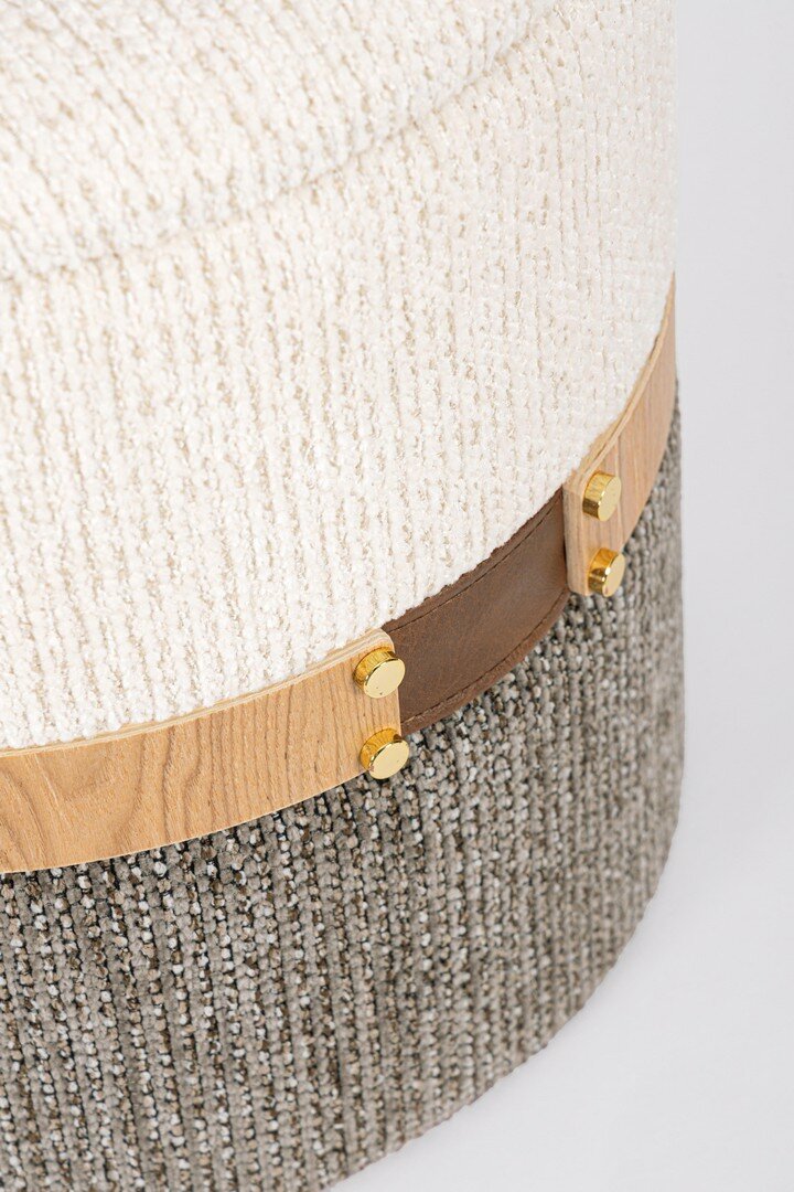 Set 2 taburete TALYA WHITE-GREY POUF