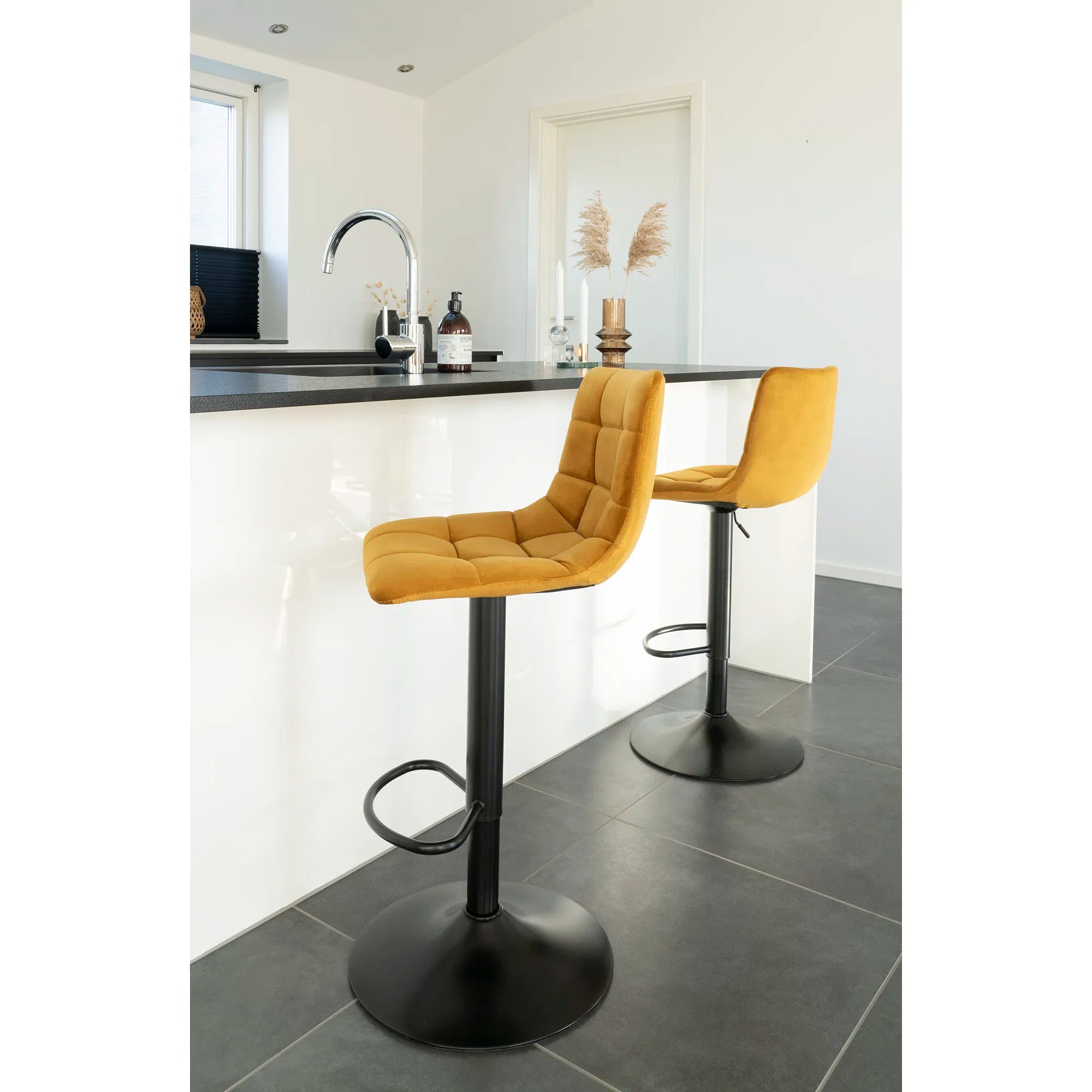 Scaun de bar ELVOREN VELVET H61/81 CM