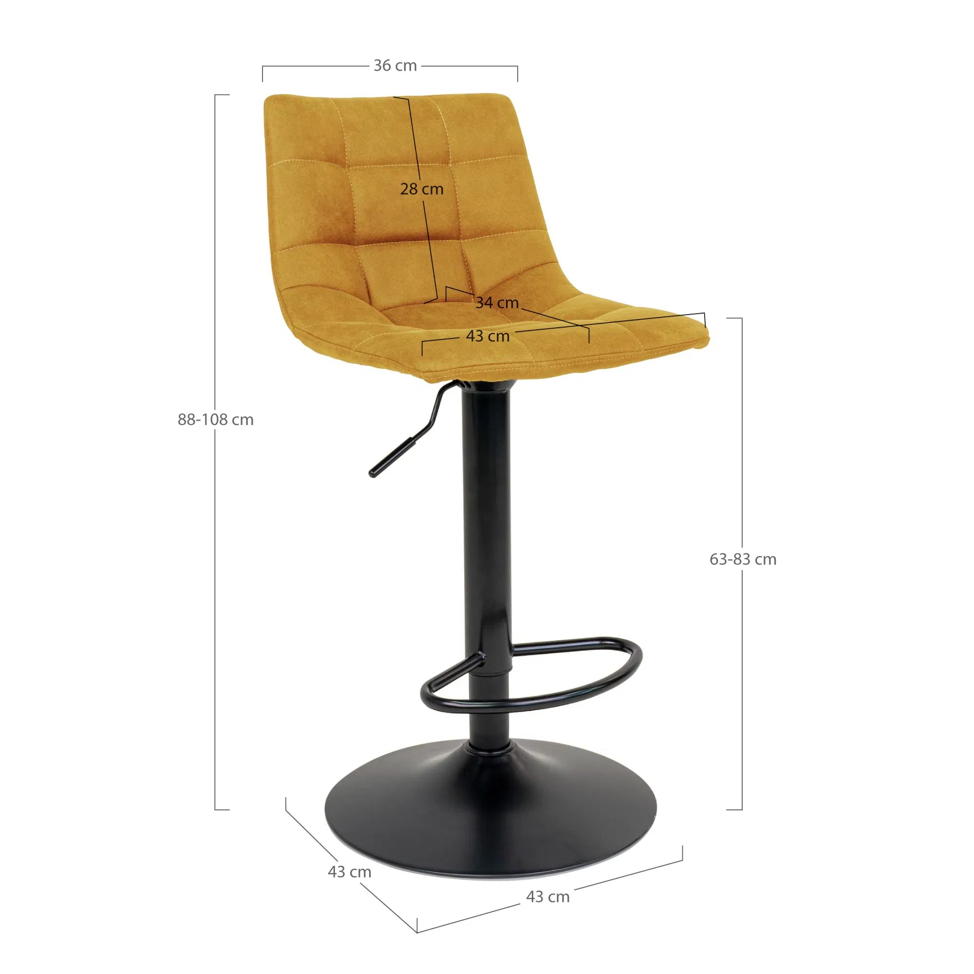 Scaun de bar ELVOREN VELVET H61/81 CM