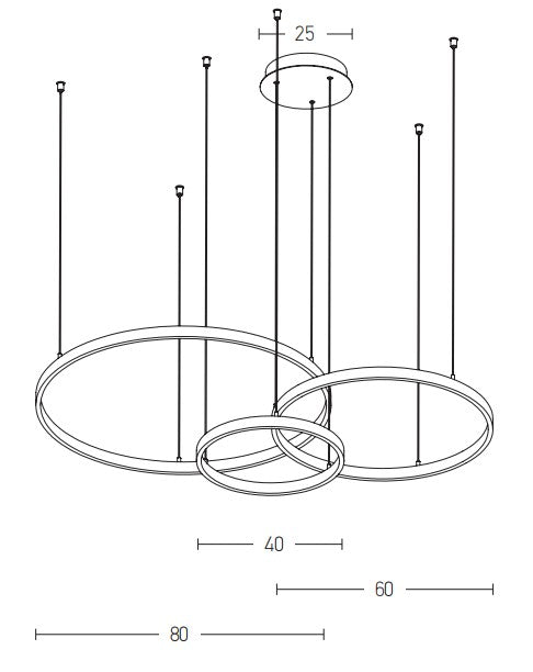 Set 3 lampi suspendate EDEN GOLD SIMPLE LED