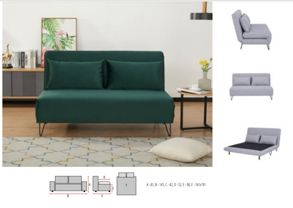 Canapea extensibila 2 locuri ZENTE VELVET 141 CM