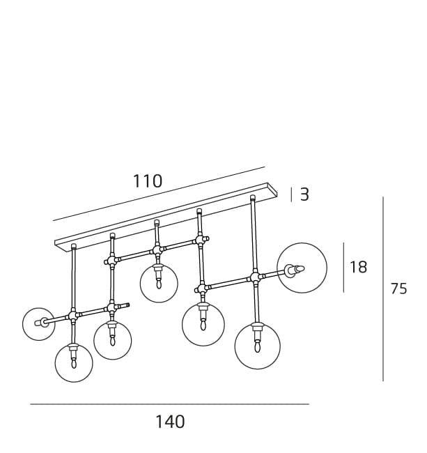 Lampă suspendată LOLY GOLD 140