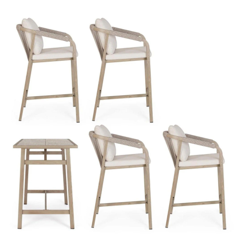 Set masa si scaune de bar KALIMERA TIMBER