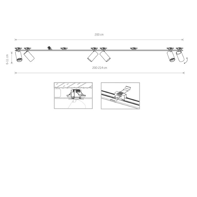 Plafoniera incastrata MONOS 6L BRONZ - P