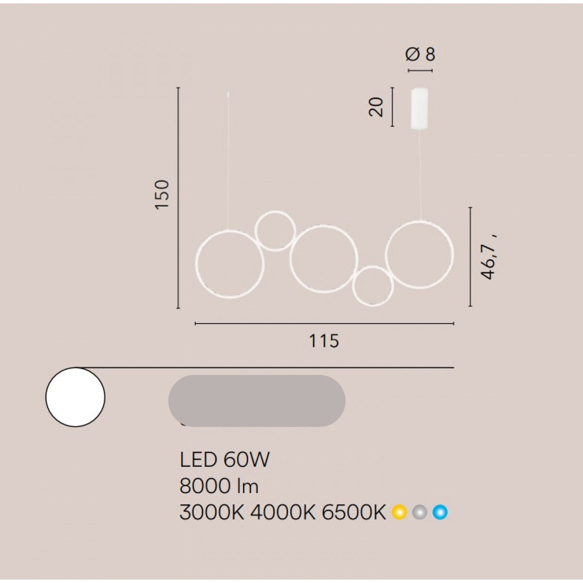 Lampa suspendata CCT FREDDY