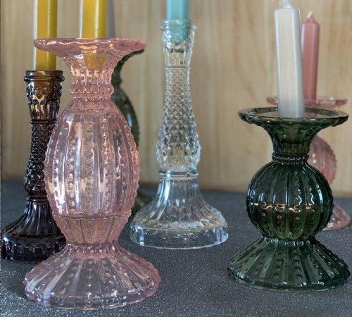 Suport lumanare 10x19 cm AGUAMALA glass light pink - P