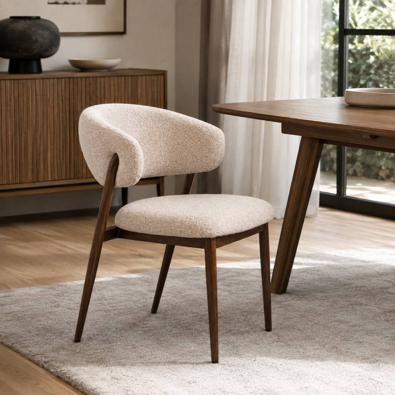 Scaun CASSANDRA WALNUT/BEIGE