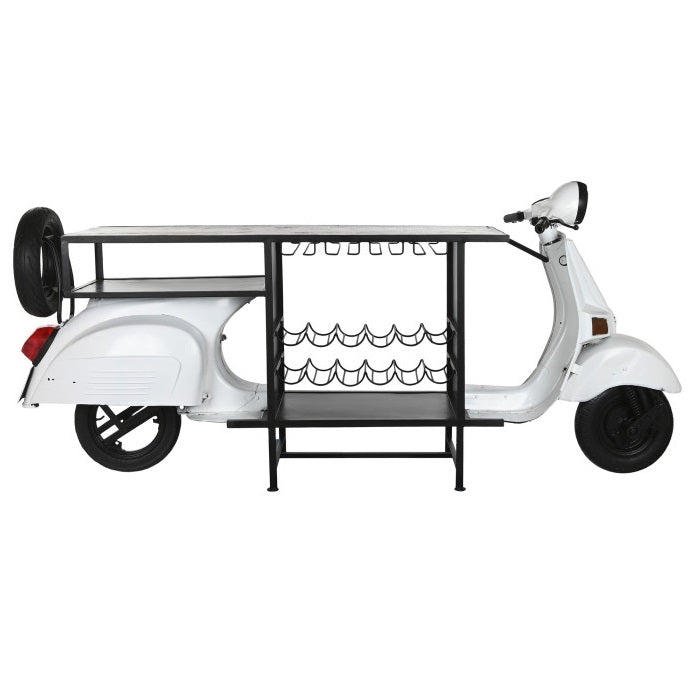Consola/ Suport sticle vin SMINA SCOOTER WHITE 240 x 72 x 110 CM