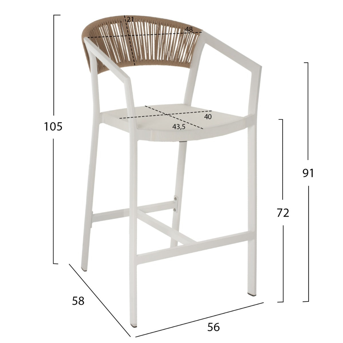 Scaun de bar ALVERIA ROPE H72 CM