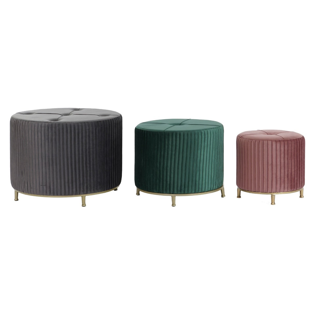 Set 3 taburete ANTALOV VELVET Ø 36/48/60 CM