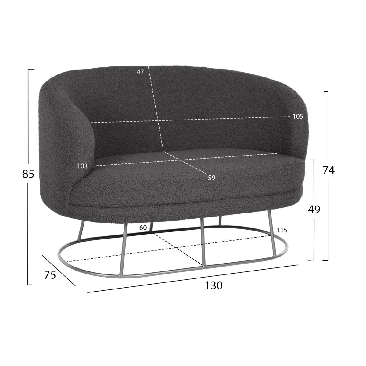 Canapea 2 locuri ARION BOUCLE 130 CM