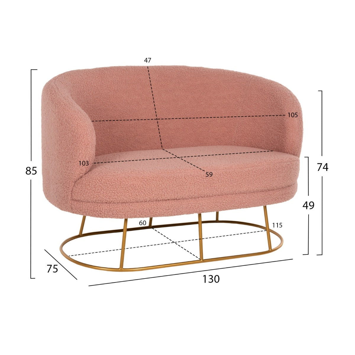 Canapea 2 locuri ARION BOUCLE GOLD 130 CM