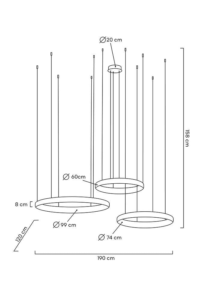 Lampa suspendata ARONGA TRIO 60/74/99 cm