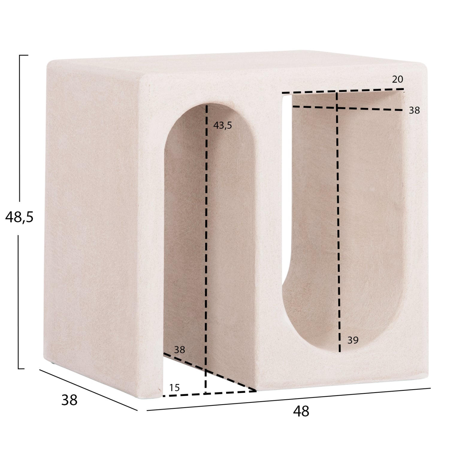 Masuta de cafea AZON OFF-WHITE 48 x 38 x 48 CM