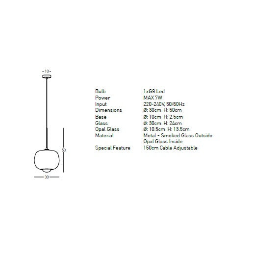Lampa suspendata BALIANA SMOKED ROUND