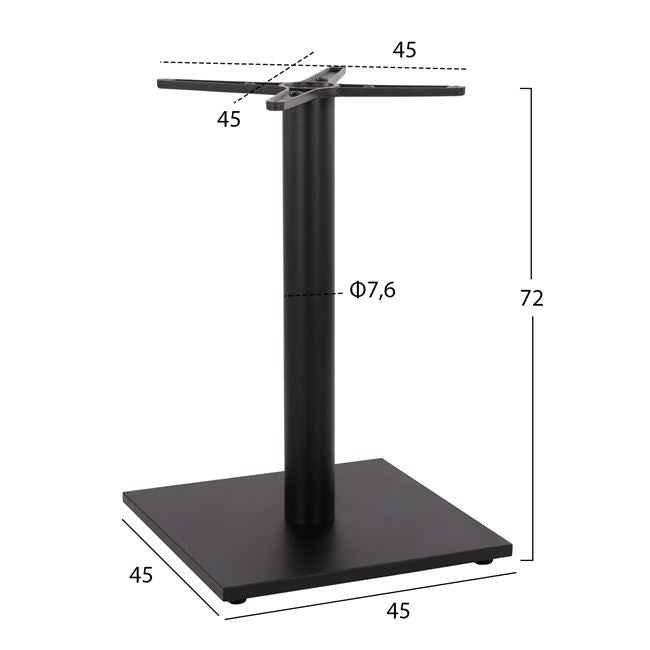 Picior masa FLOTT BLACK MATT pentru blat de 60-80 cm