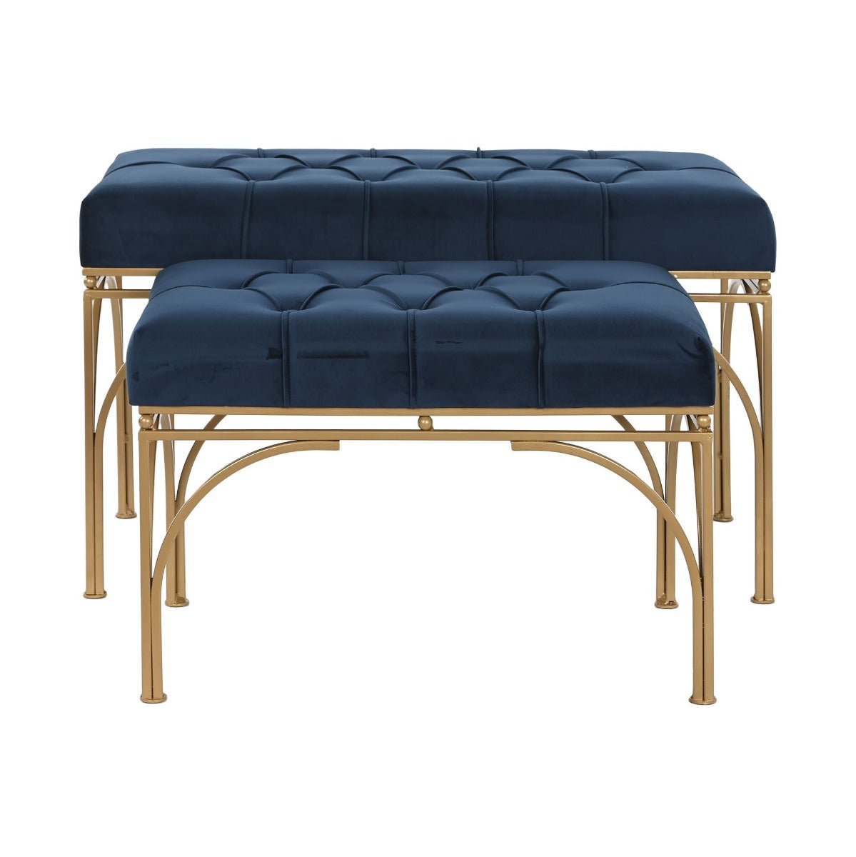 Set 2 taburete BELTRICE 59x36/80x40 CM-Albastru inchis - PROMO STOC