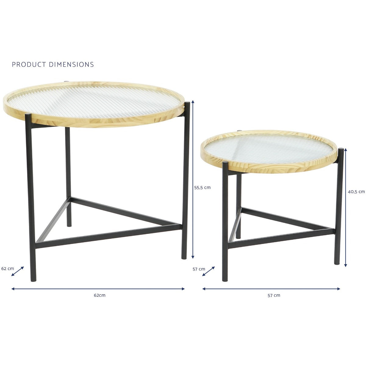 Set 2 masute de cafea BENTO Ø47x40/62x55 CM