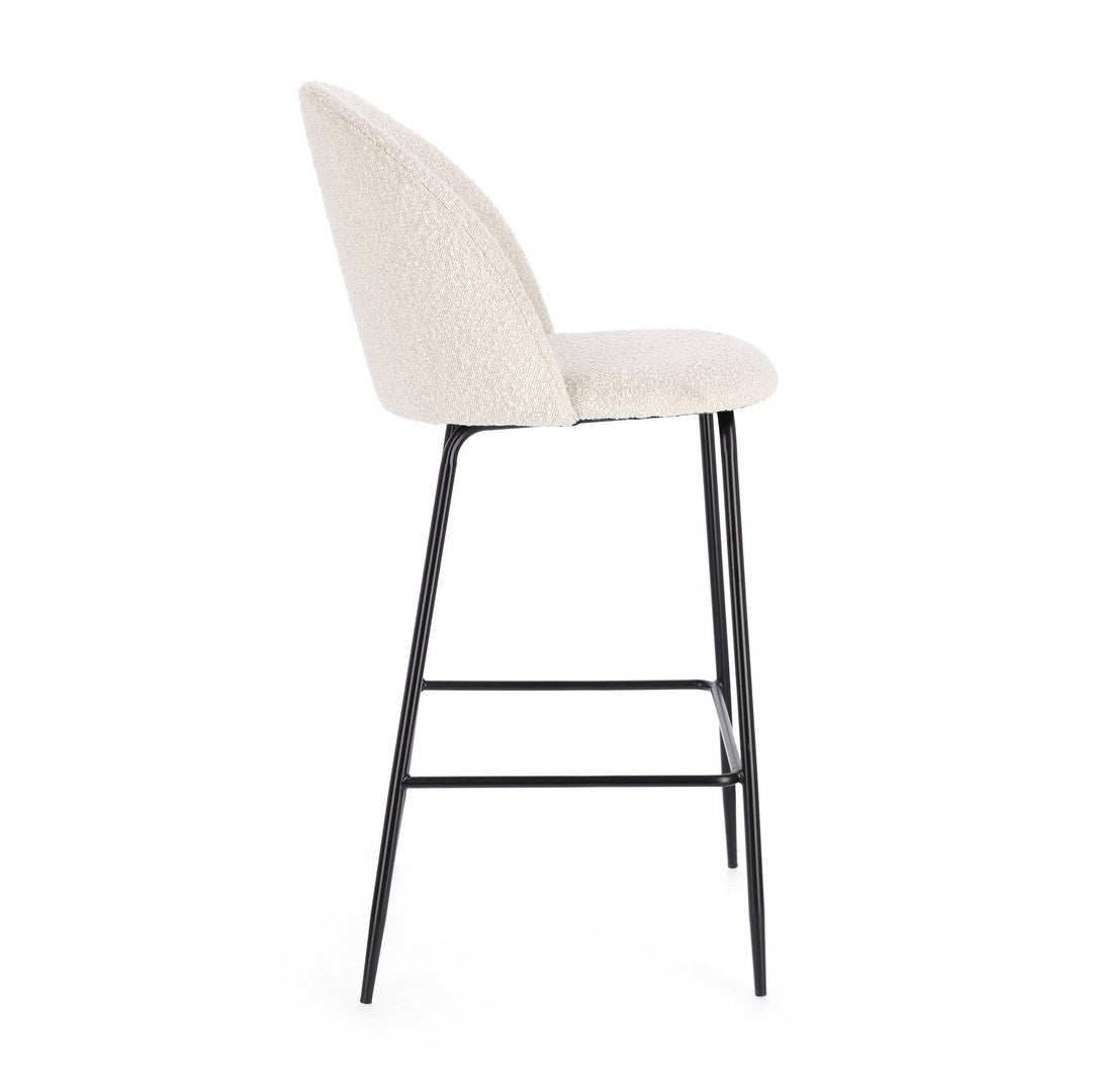 Scaun de bar CARE BOUCLE BLACK/IVORY H74 CM