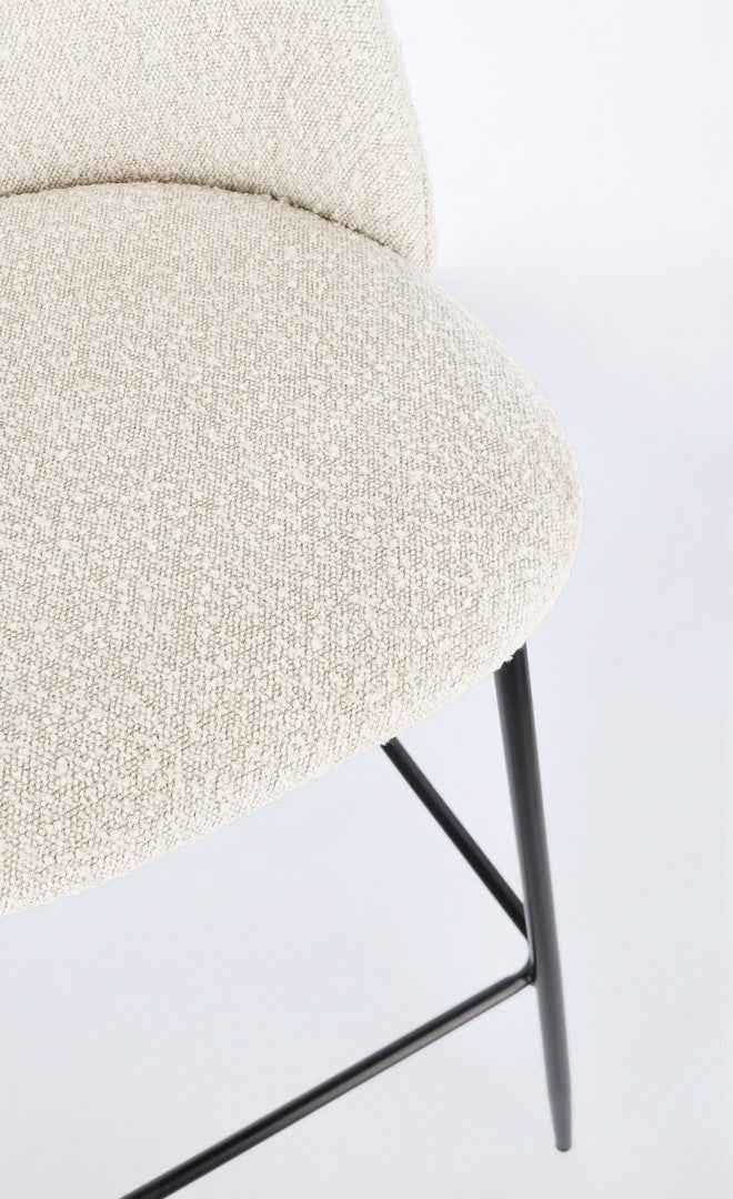 Scaun de bar CARE BOUCLE BLACK/IVORY H74 CM
