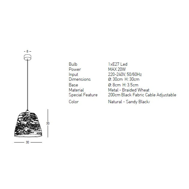 Lampa suspendata CHAPELE 30 CM