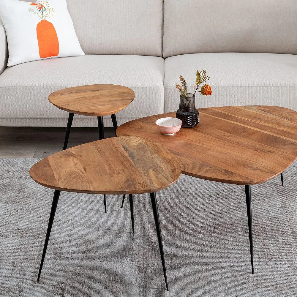 Set 3 masute de cafea CLINTON 39x39x52/55x49x47/86x81x43 CM