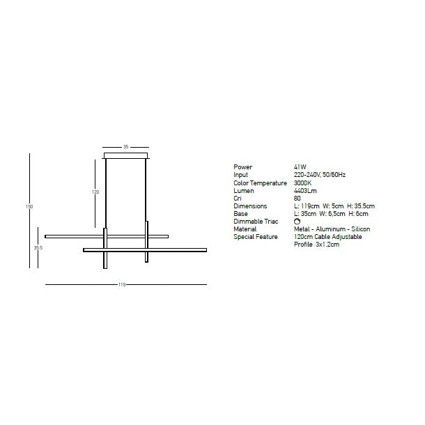 Lampa suspendata dimabila CRYVANT