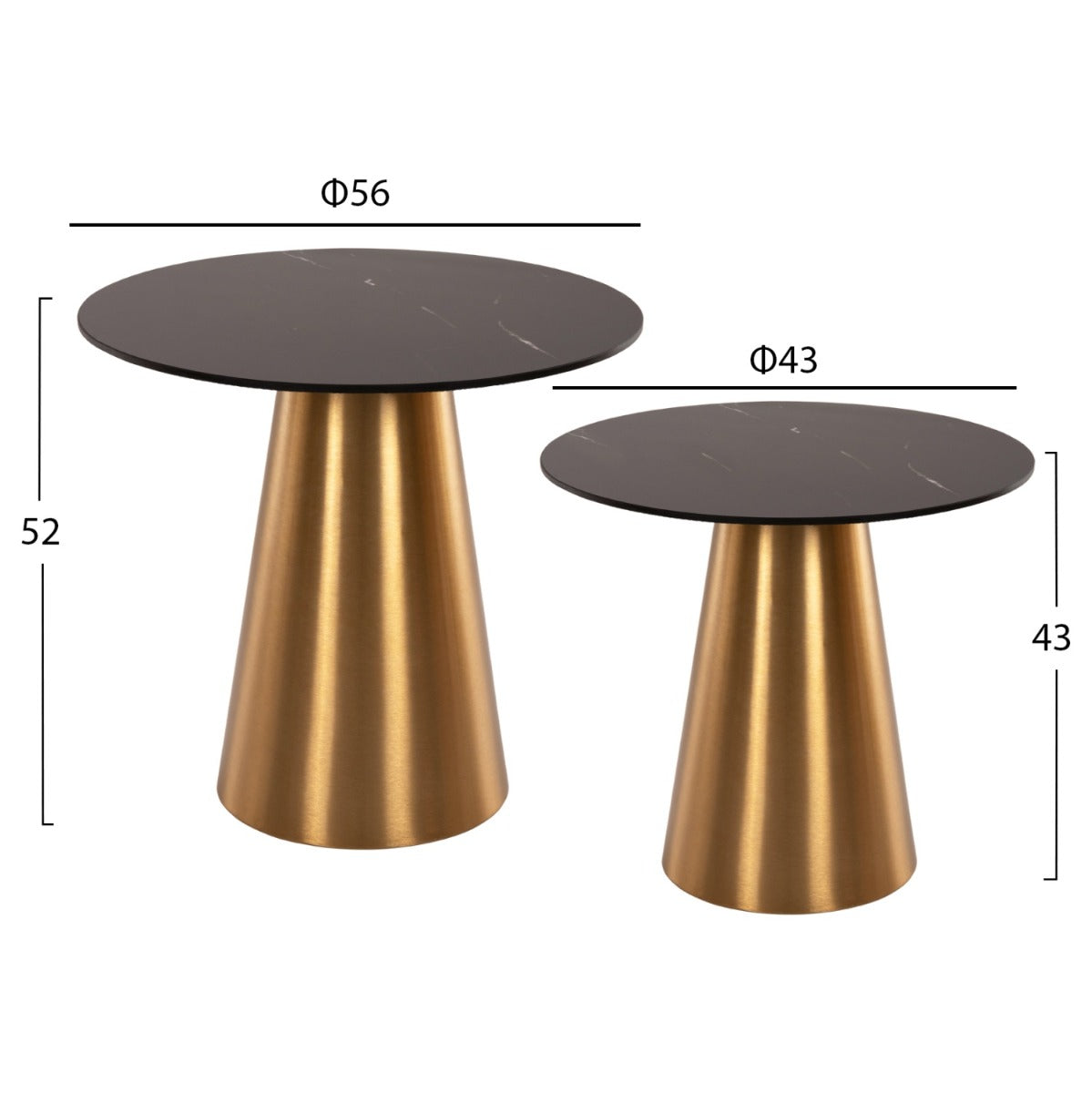 Set 2 masute de cafea DOHAV Ø43x42/56x52 CM