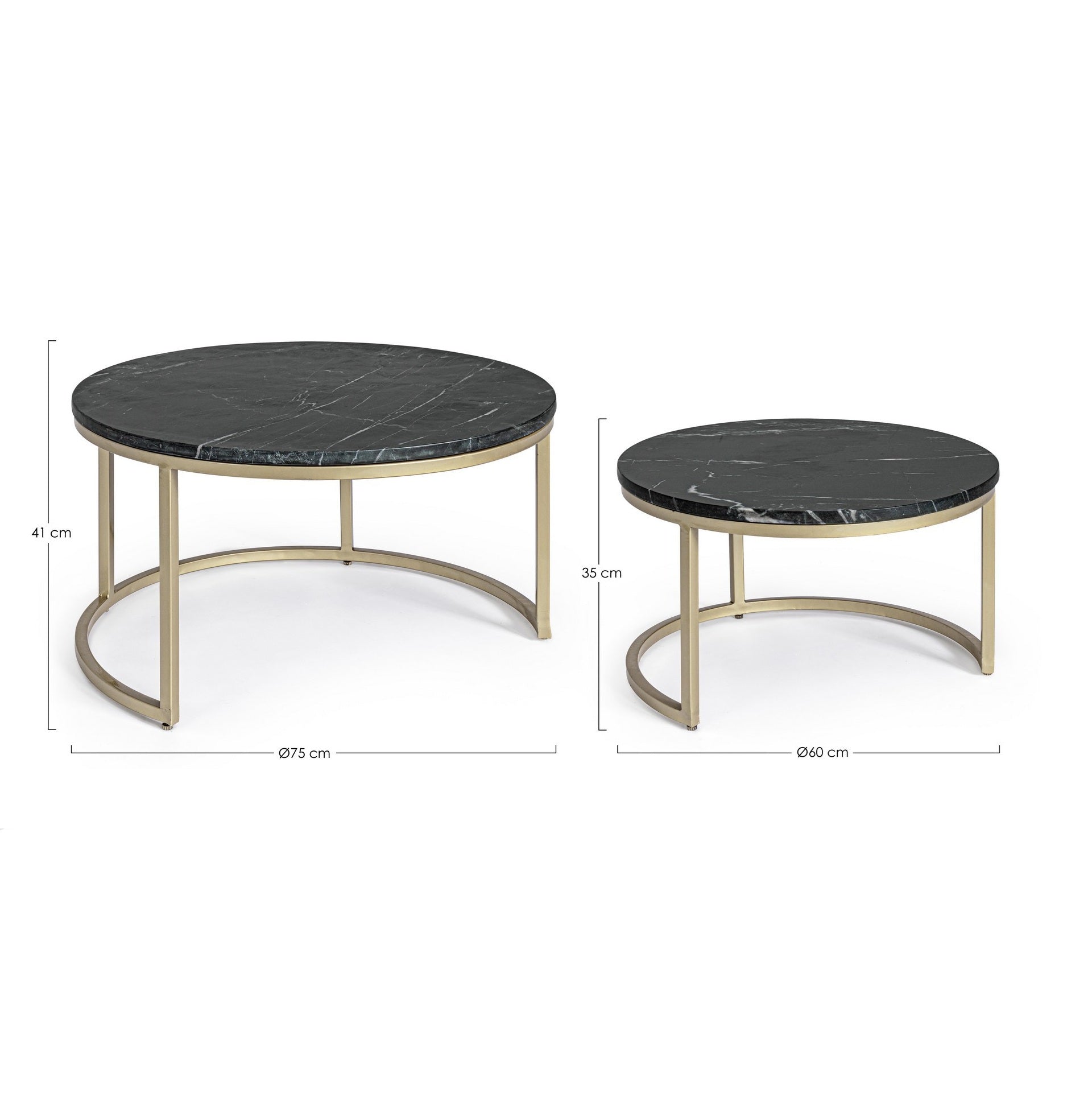 Set 2 masute de cafea PRESCOTT Ø60/75 x 35/41 CM