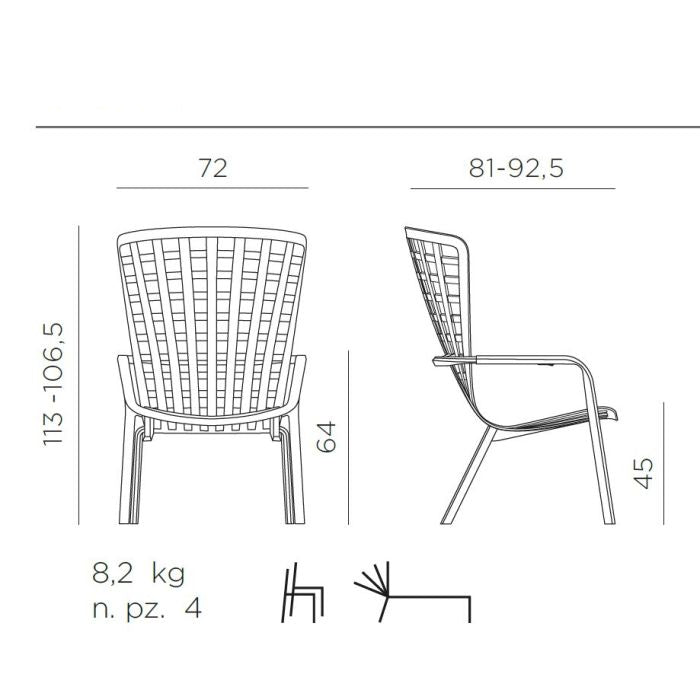Fotoliu terasa rabatabil OLIO cu perna - Agave - PROMO