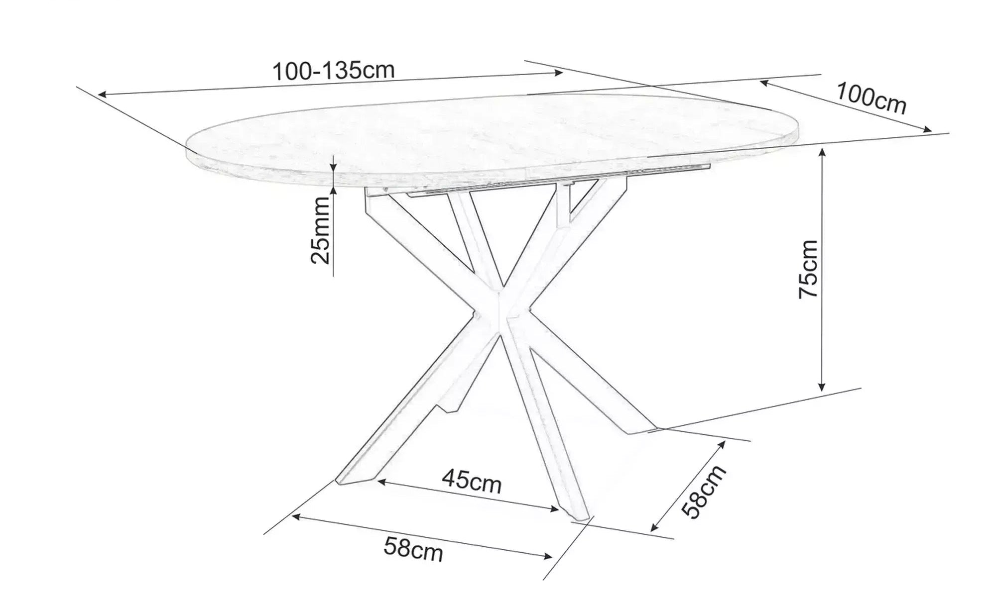 Masa extensibila GALANTY CERAMIC 100(135) x 100 CM