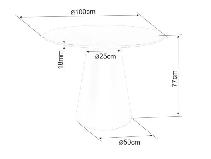 Masa HANA BLACK LEG Ø100 CM