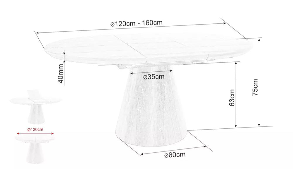 Masa extensibila HANA 120(160) x 120 CM