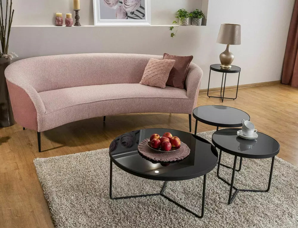 Set 3 masute de cafea TEBINI Ø80x40/ Ø50x50/ Ø50x45 CM