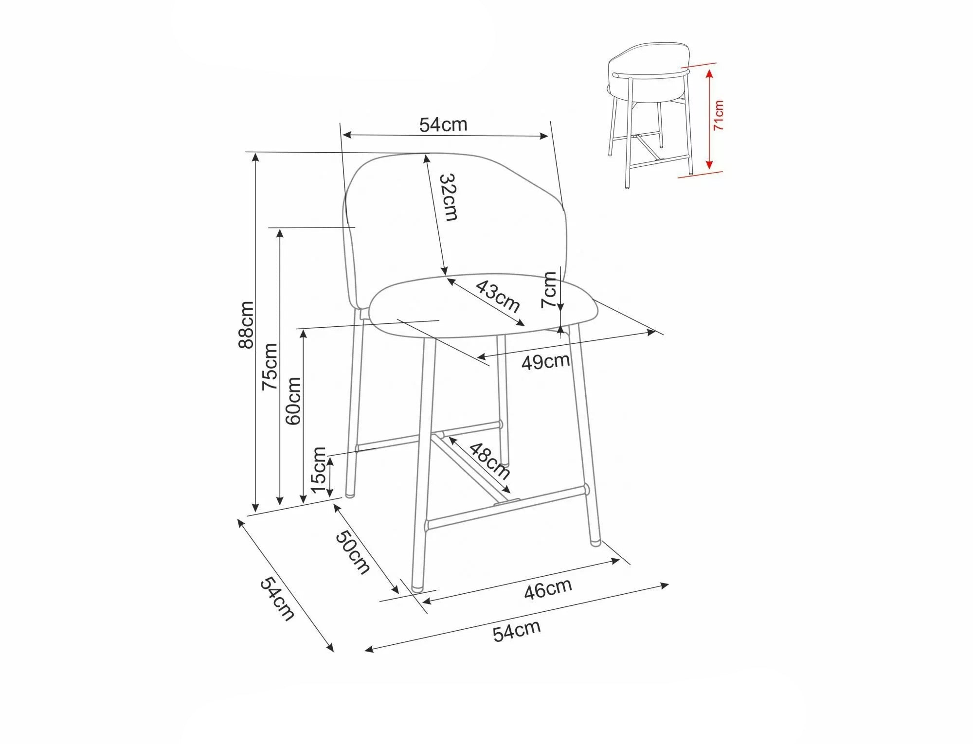 Scaun de bar ARMELIO D H60 CM