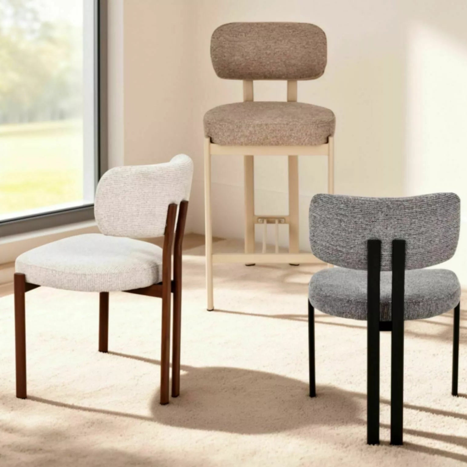 Scaun de bar BELUR BEIGE LEGS H62 CM