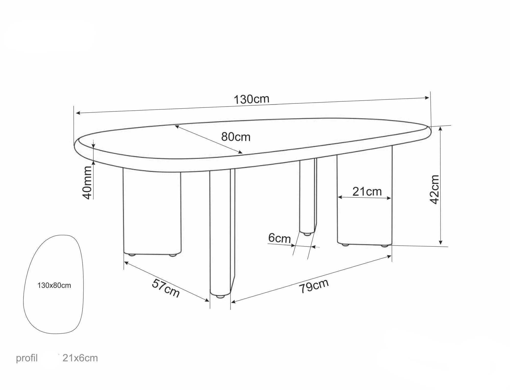 Masuta de cafea ULBAR 130 x 80 x 42 CM