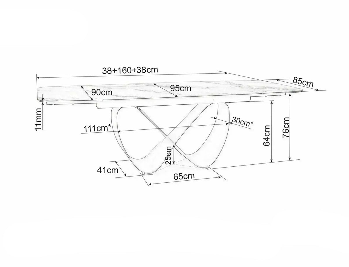 Masa extensibila DORNEY CERAMIC TRAVERTIN 160(236) x 95 CM