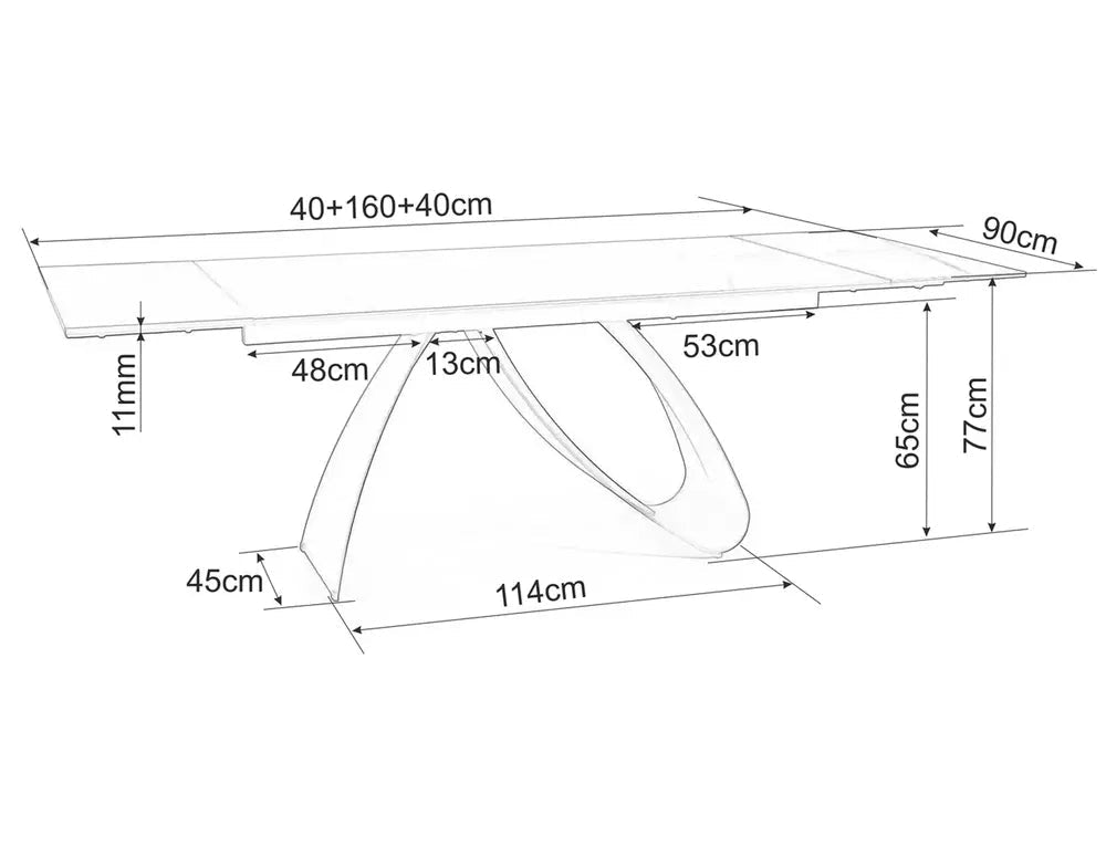 Masa extensibila BAYFEST GLASS 160(240) x 90 CM