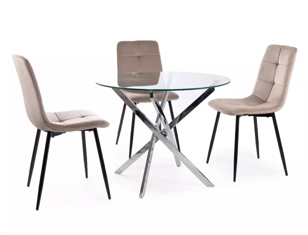 Masa AGILO SHEER CLEAR/CHROM Ø90 CM