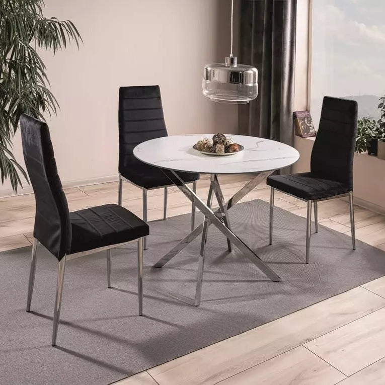 Masa AGILO SHEER CLEAR/CHROM Ø90 CM