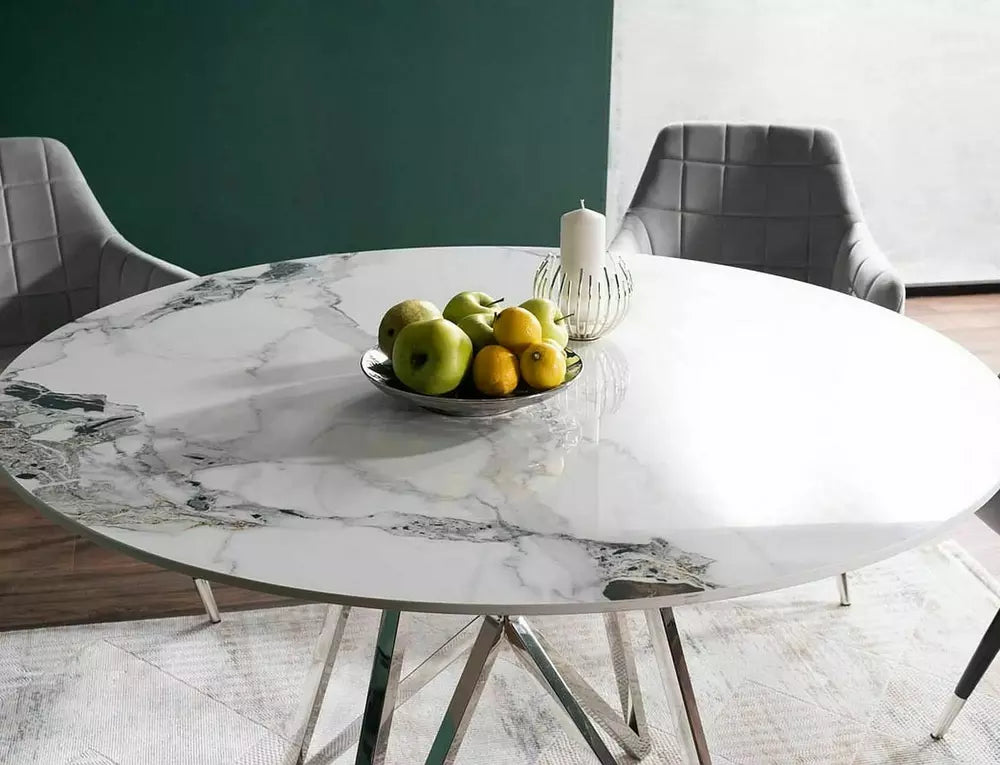 Masa MALVIN CHROME/WHITE Ø120 CM