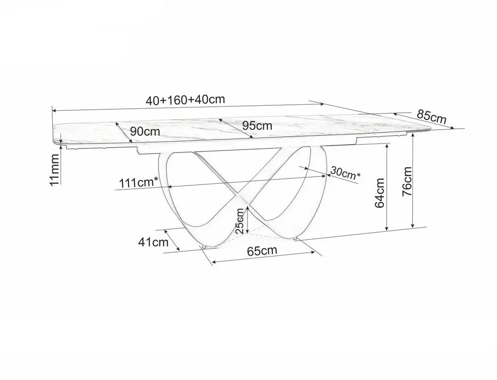 Masa extensibila DORNEY CERAMIC 160(240) x 95 CM