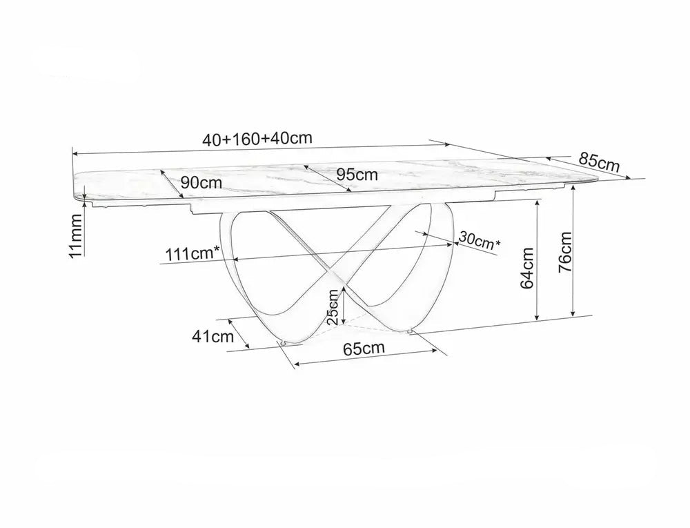 Masa extensibila DORNEY CERAMIC AMBER BIANCO 160(240) x 95 CM