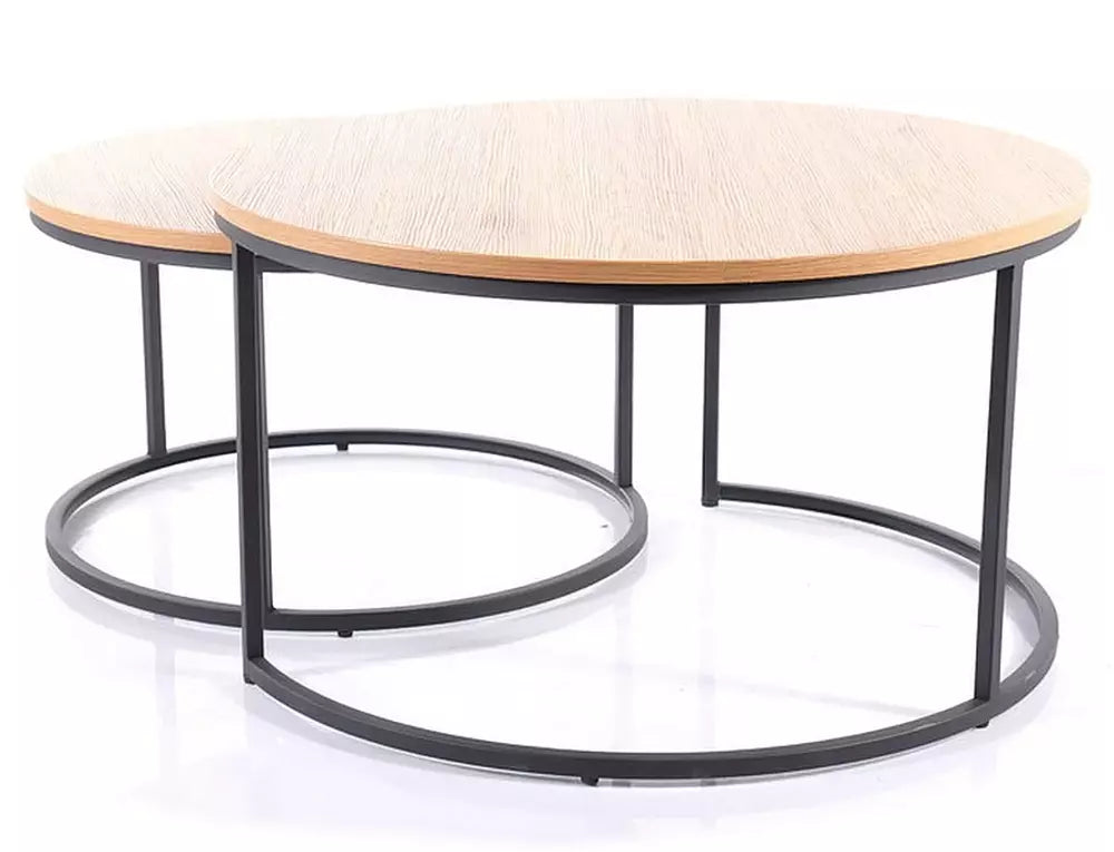 Set 2 masute de cafea ATLANTA III WOOD Ø80/60 CM