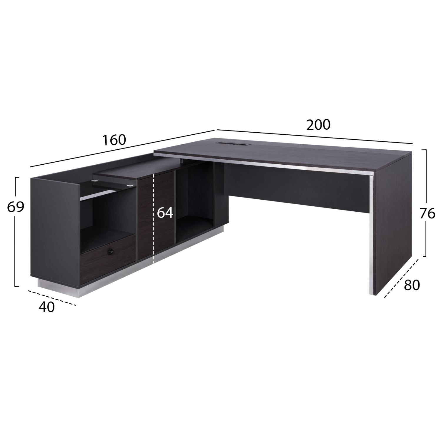 Birou NALDVIN CORNER LEFT 200 x 160 CM