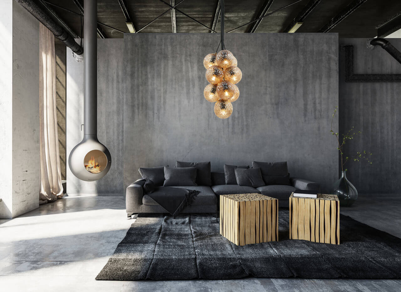 Lampa suspendata GRAPES 10 ambra