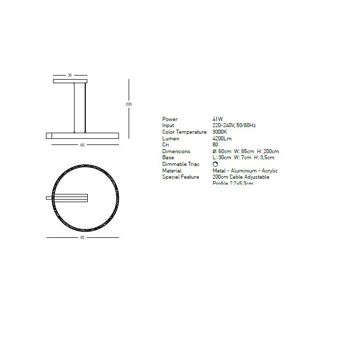 Lampa suspendata dimabila GREDAS
