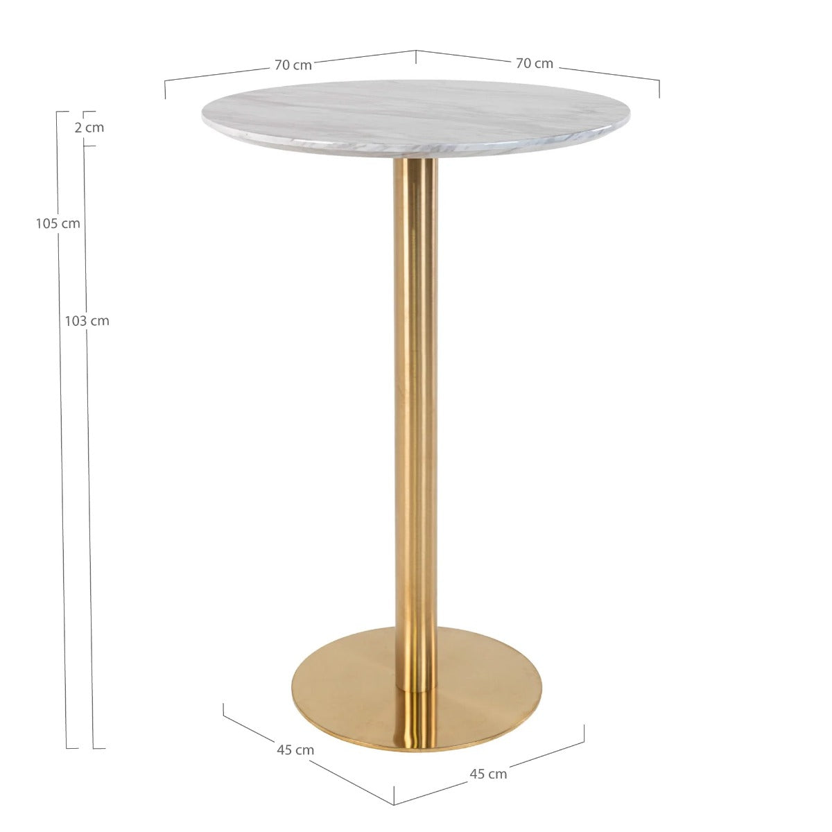 Masa de bar JOHANA BRASS Ø70 CM